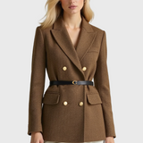 Double-breasted tweed coat with lapels